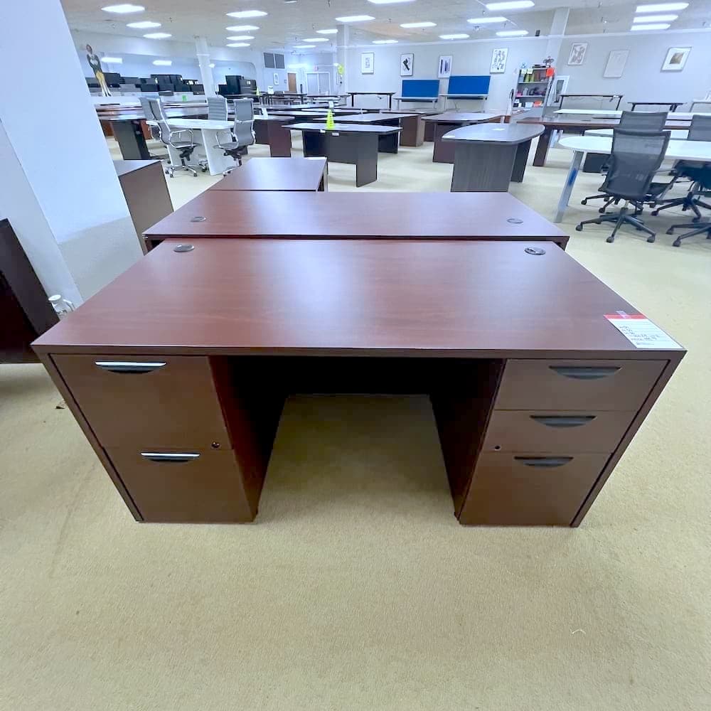 mahogany desk double full pedestal, used office furniture