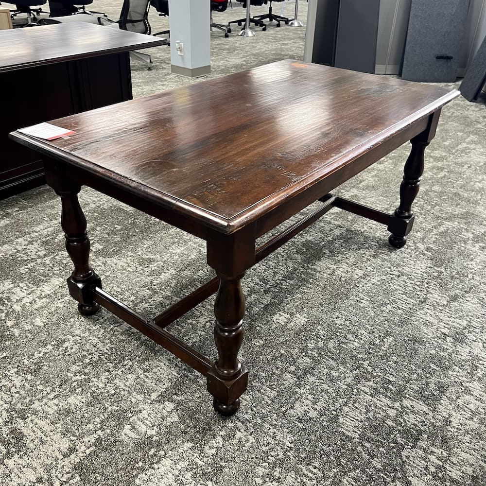 63" x 36" Country Traditional Mahogany Veneer Writing Desk