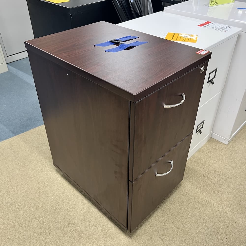 mahogany laminate rolling vertical pedestal, open box office furniture