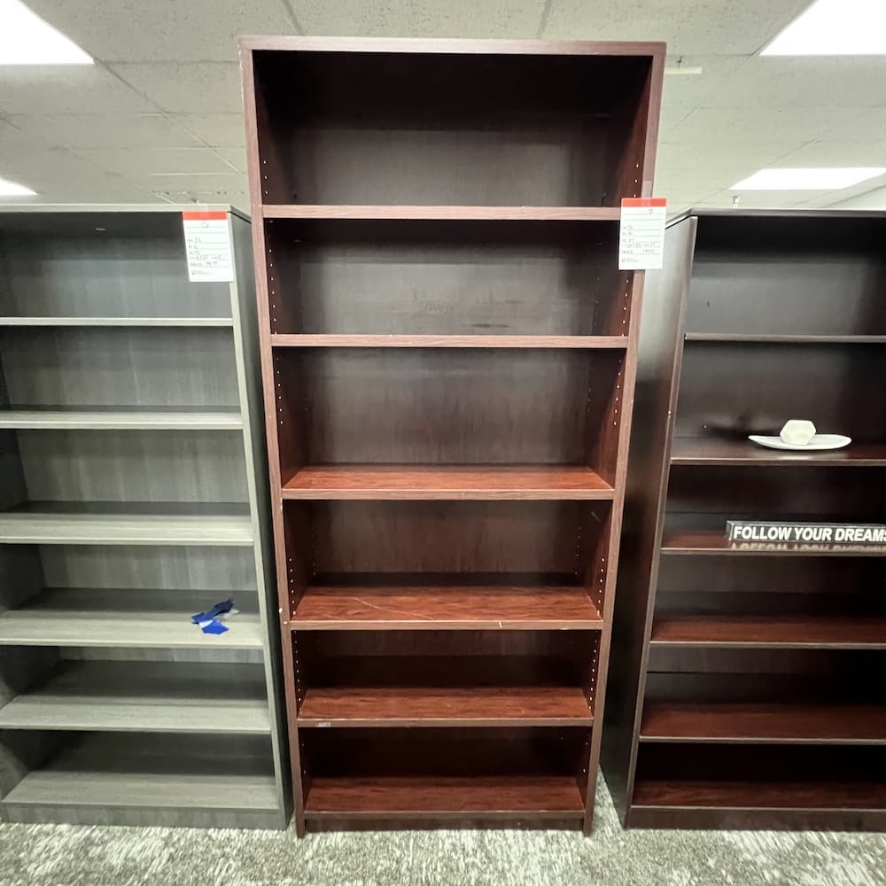 mahogany bookcase laminate 84" tall, used office furniture