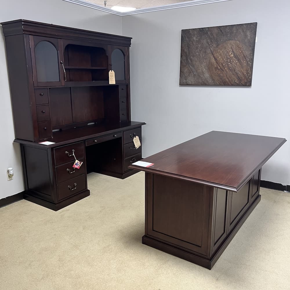mahogany veneer wood traditional desk credenza