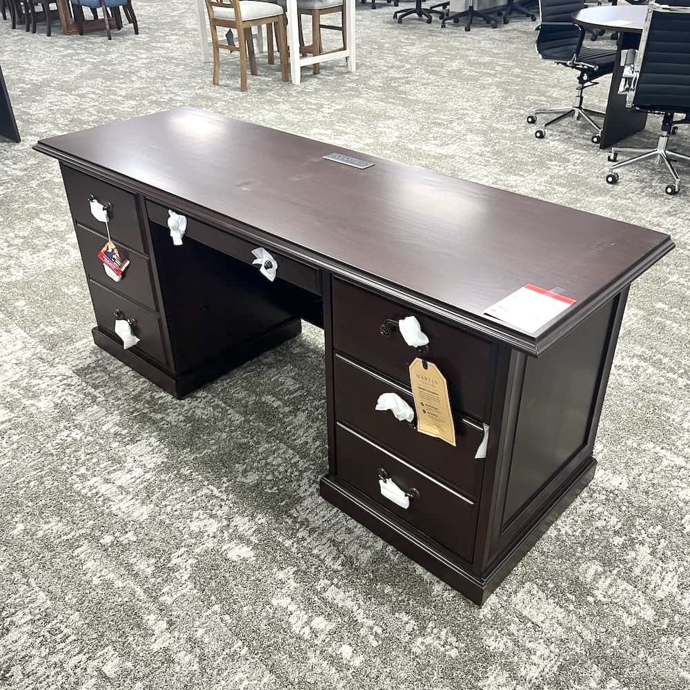 72" x 24" Martin Rowland Mahogany Veneer Double Pedestal Executive Credenza Desk
