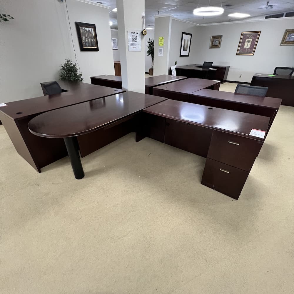 mahogany veneer bullet nose right return single file file, used office furniture