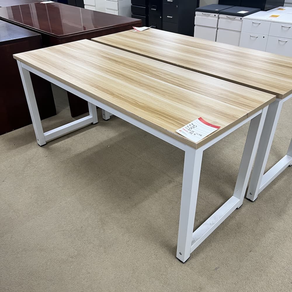 63" x 24" Maple Laminate and White Metal Legs Table Desk
