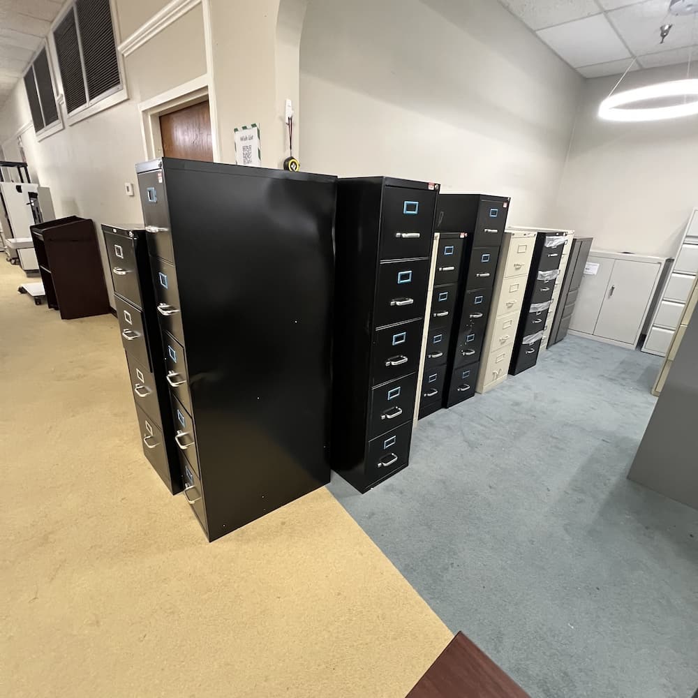 4 drawer vertical files, used office furniture and open box