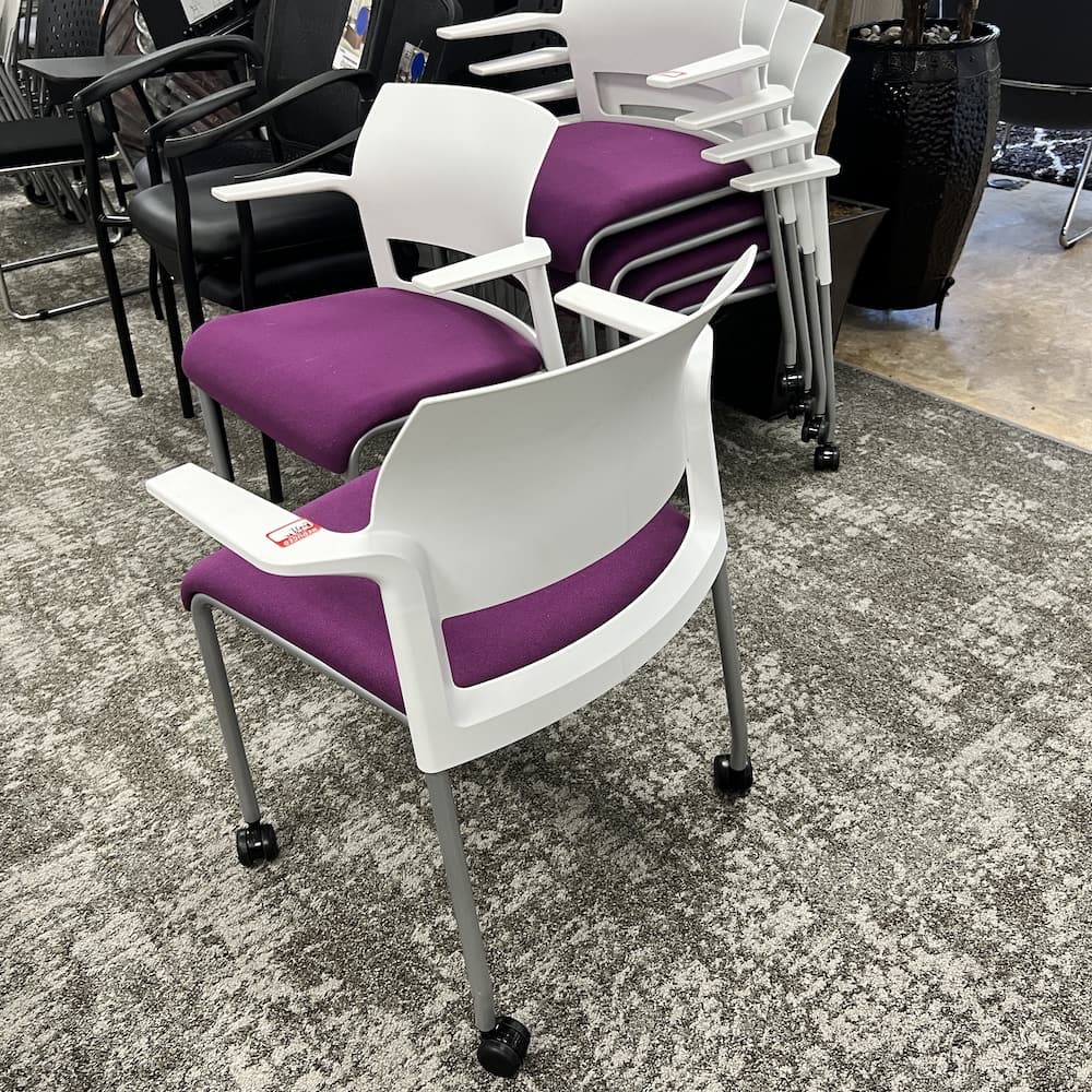 purple and white steelcase move with wheels castors, used office furniture