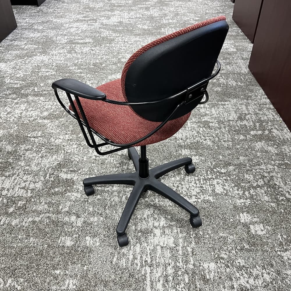 rust red upholstered uno chair, steelcase, used office furniture