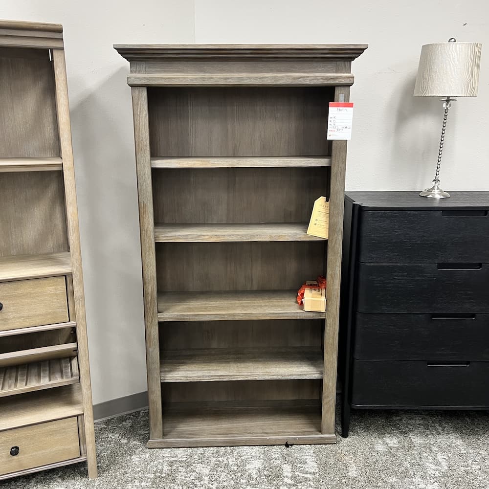 walnut bookcase executive Carson veneer Martin furniture, open box office furniture, scratch n dent