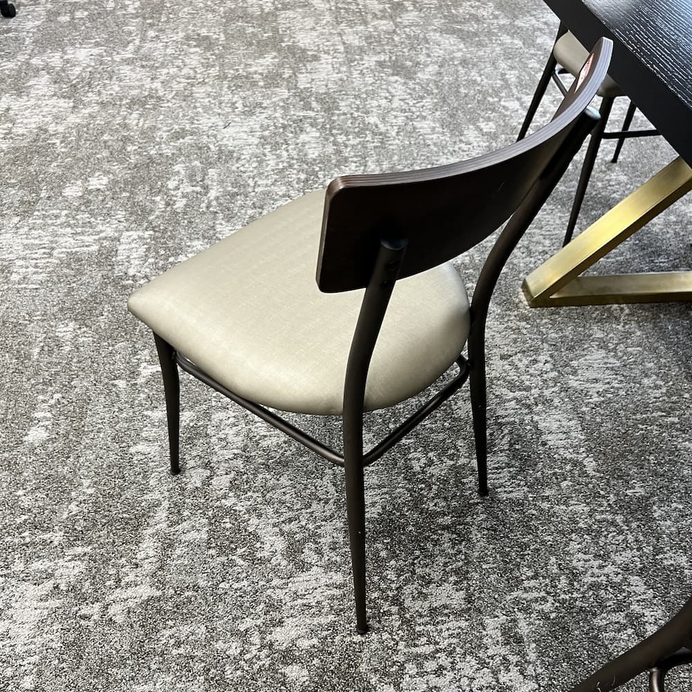 gold vinyl seat, walnut back, metal frame used office furniture
