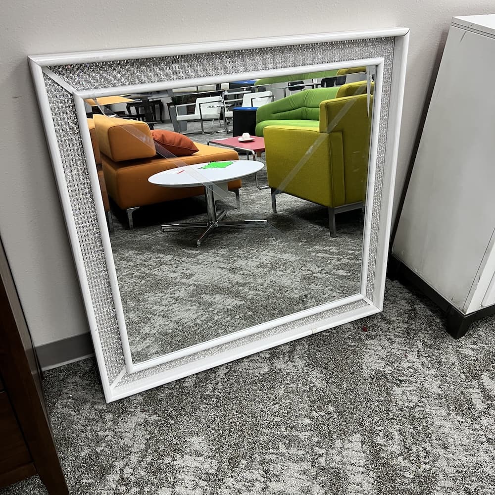 40" x 38" Ashley White Bedazzled Mirror