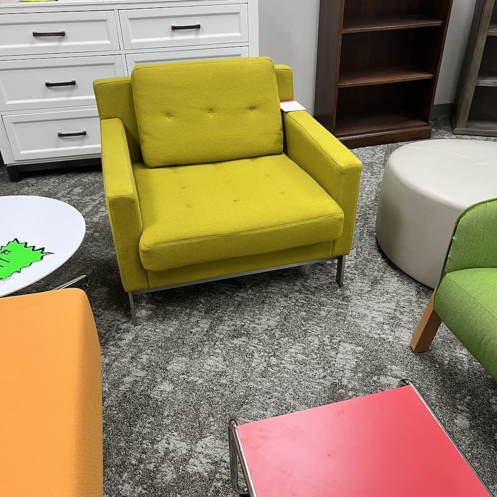 yellow steelcase Millbrae lounge chair, used office furniture